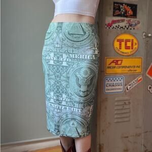 Vintage Y2K Dollar Bill Mini Skirt | KToo by Madonna | Pop Princess Novelty | S